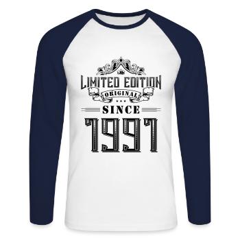 1991 limited edition - Unisex Baseballshirt langarm - Weiß/Navy - Vorne - Nik (191cm)