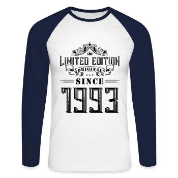 Édition limitée 1993 - T-shirt baseball manches longues Homme - blanc/marine - Devant - Nik (191cm)