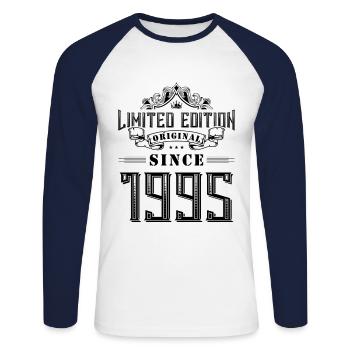 Édition limitée 1995 - T-shirt baseball manches longues Homme - blanc/marine - Devant - Nik (191cm)