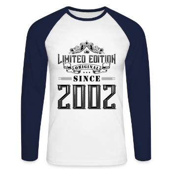 Édition limitée 2002 - T-shirt baseball manches longues Homme - blanc/marine - Devant - Nik (191cm)