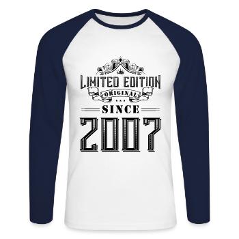 2007 limited edition - Unisex Long Sleeve Baseball T-Shirt - white/navy - Front - Nik (191cm)