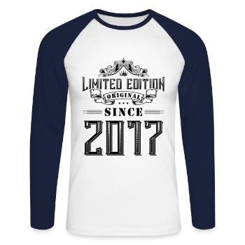 Édition limitée 2017 - T-shirt baseball manches longues Homme - blanc/marine - Devant - Nik (191cm)