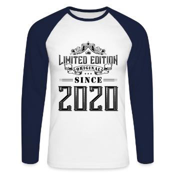 2020 limited edition - Unisex Long Sleeve Baseball T-Shirt - white/navy - Front - Nik (191cm)