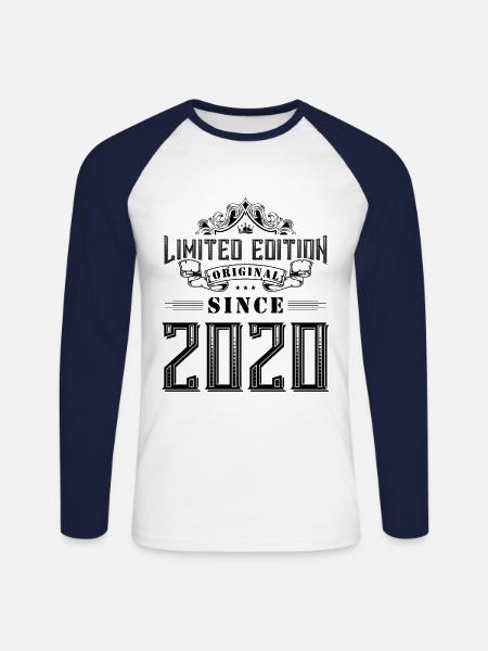 2020 limited edition - Unisex Long Sleeve Baseball T-Shirt - white/navy