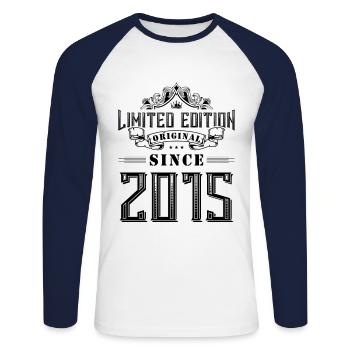 Édition limitée 2015 - T-shirt baseball manches longues Homme - blanc/marine - Devant - Nik (191cm)