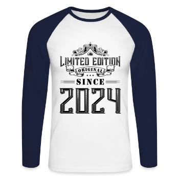 Édition limitée 2024 - T-shirt baseball manches longues Homme - blanc/marine - Devant - Nik (191cm)