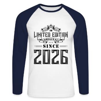 2026 limited edition - Unisex Baseballshirt langarm - Weiß/Navy - Vorne - Nik (191cm)