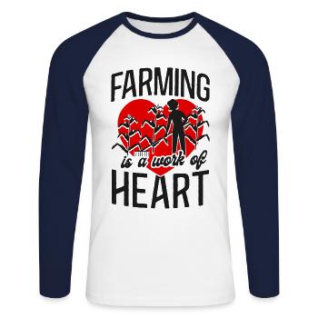 Farming Farmer Girl Heart Farming - Unisex Baseballshirt langarm - Weiß/Navy - Vorne - Nik (191cm)