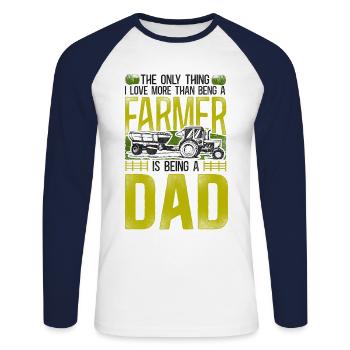 Farming Farmer Dad Father Tractor - Unisex Long Sleeve Baseball T-Shirt - white/navy - Front - Nik (191cm)