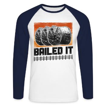 Farming Farmer Hay Bale Pun - Unisex Baseballshirt langarm - Weiß/Navy - Vorne - Nik (191cm)