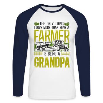 Agriculteur Agriculteur Grand-père Tracteur - T-shirt baseball manches longues Homme - blanc/marine - Devant - Nik (191cm)