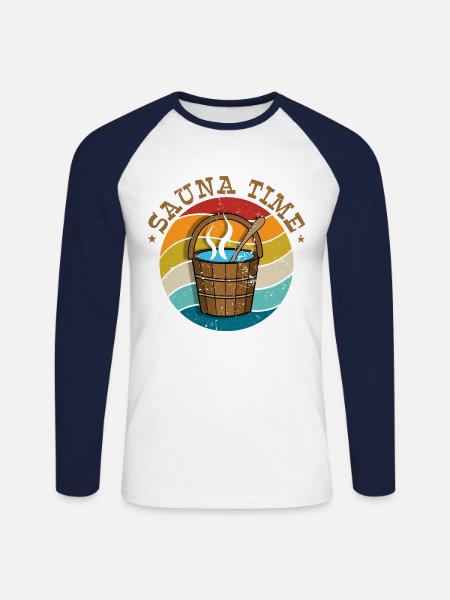 Sauna - Unisex Baseballshirt langarm - Weiß/Navy