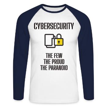 Cybersecurity - IT-Sicherheit Informatiker - Unisex Baseballshirt langarm - Weiß/Navy - Vorne - Nik (191cm)