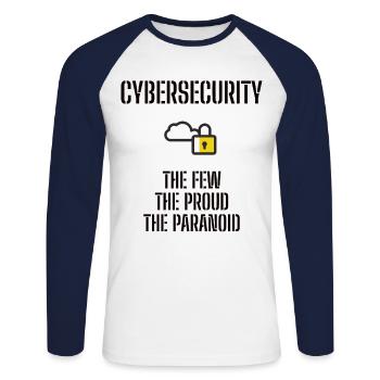 Cybersecurity - IT-Sicherheit Informatiker - Unisex Baseballshirt langarm - Weiß/Navy - Vorne - Nik (191cm)