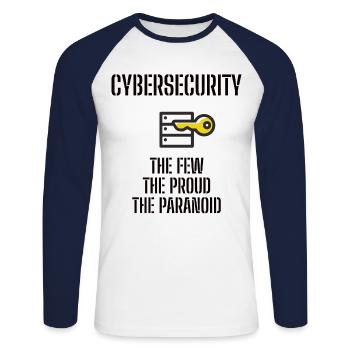 Cybersecurity - IT-Sicherheit Informatiker - Unisex Baseballshirt langarm - Weiß/Navy - Vorne - Nik (191cm)