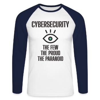 Cybersecurity - IT-Sicherheit Informatiker - Unisex Baseballshirt langarm - Weiß/Navy - Vorne - Nik (191cm)
