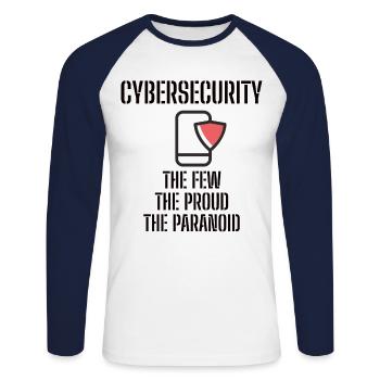 Cybersecurity - IT-Sicherheit Informatiker - Unisex Baseballshirt langarm - Weiß/Navy - Vorne - Nik (191cm)