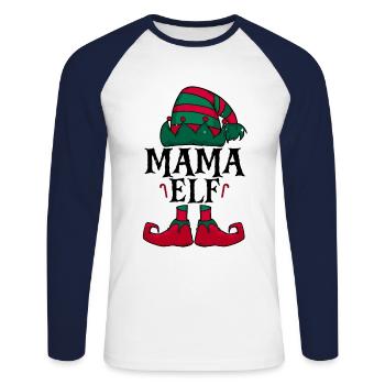 Weihnachten Mama Elf - Unisex Baseballshirt langarm - Weiß/Navy - Vorne - Nik (191cm)