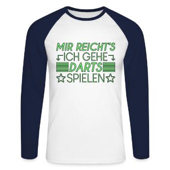 Dart Spruch - Unisex Baseballshirt langarm - Weiß/Navy - Vorne - Nik (191cm)