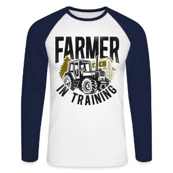 Farming Farmer Tractor Vintage - Unisex Long Sleeve Baseball T-Shirt - white/navy - Front - Nik (191cm)