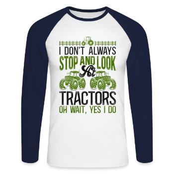 Farming Farmer Tractor Vintage I - Unisex Long Sleeve Baseball T-Shirt - white/navy - Front - Nik (191cm)