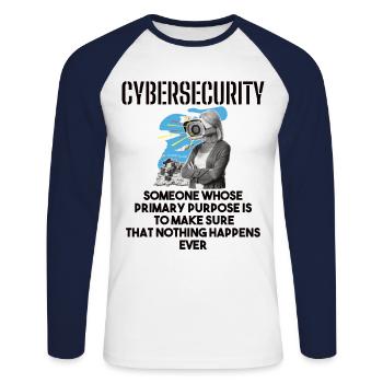 Cybersecurity - IT Security Computer Scientists - Unisex Long Sleeve Baseball T-Shirt - white/navy - Front - Nik (191cm)