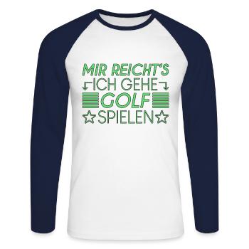 Golf Spruch - Unisex Baseballshirt langarm - Weiß/Navy - Vorne - Nik (191cm)