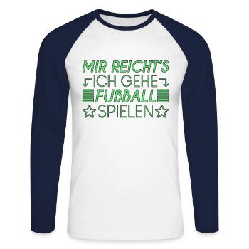 Fußball Spruch - Unisex Baseballshirt langarm - Weiß/Navy - Vorne - Nik (191cm)