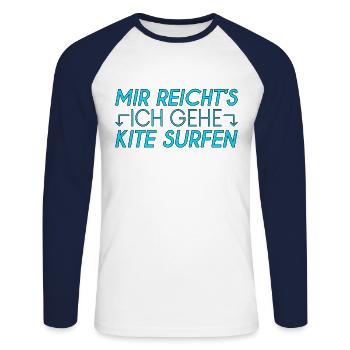 Kite surfen Spruch - Unisex Baseballshirt langarm - Weiß/Navy - Vorne - Nik (191cm)