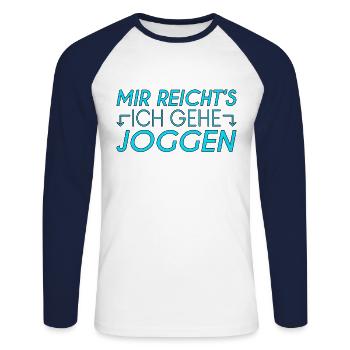 Joggen Spruch - Unisex Baseballshirt langarm - Weiß/Navy - Vorne - Nik (191cm)