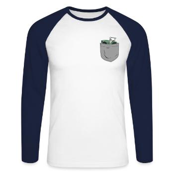 Tracteur de poche agricole agricole - T-shirt baseball manches longues Homme - blanc/marine - Devant - Nik (191cm)