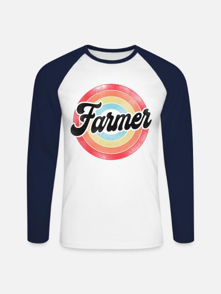 Agriculteur Rétro Vintage - T-shirt baseball manches longues Homme - blanc/marine