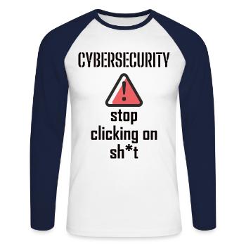 Cybersecurity - IT-Sicherheit Informatiker - Unisex Baseballshirt langarm - Weiß/Navy - Vorne - Nik (191cm)