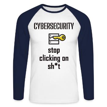 Cybersecurity - IT-Sicherheit Informatiker - Unisex Baseballshirt langarm - Weiß/Navy - Vorne - Nik (191cm)