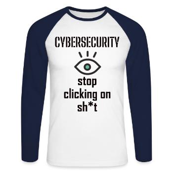 Cybersecurity - IT-Sicherheit Informatiker - Unisex Baseballshirt langarm - Weiß/Navy - Vorne - Nik (191cm)