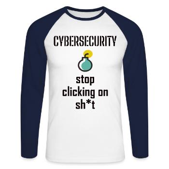 Cybersecurity - IT-Sicherheit Informatiker - Unisex Baseballshirt langarm - Weiß/Navy - Vorne - Nik (191cm)