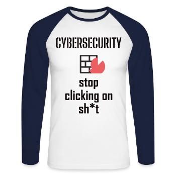 Cybersecurity - IT-Sicherheit Informatiker - Unisex Baseballshirt langarm - Weiß/Navy - Vorne - Nik (191cm)