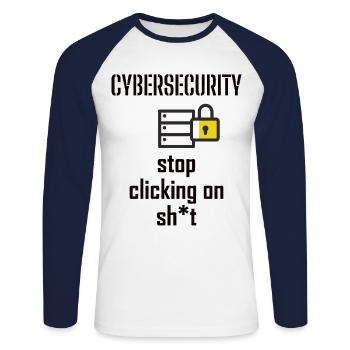 Cybersecurity - IT-Sicherheit Informatiker - Unisex Baseballshirt langarm - Weiß/Navy - Vorne - Nik (191cm)