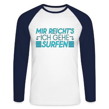 Surfen Spruch - Unisex Baseballshirt langarm - Weiß/Navy - Vorne - Nik (191cm)