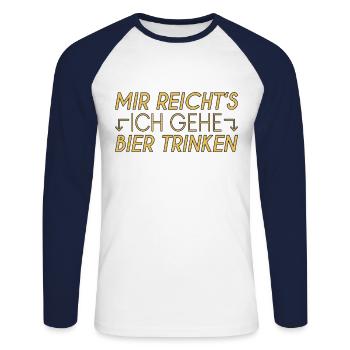 Bier Spruch - Unisex Baseballshirt langarm - Weiß/Navy - Vorne - Nik (191cm)