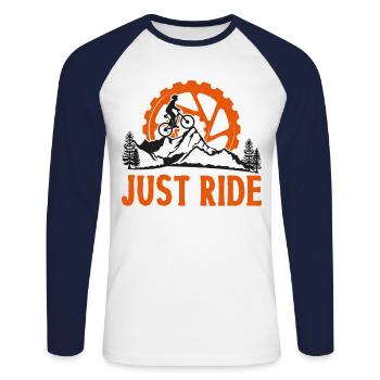Enduro VTT VTT Équitation - T-shirt baseball manches longues Homme - blanc/marine - Devant - Nik (191cm)
