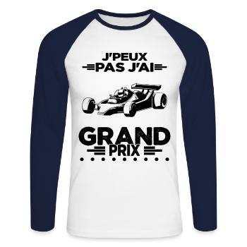 Je Peux Pas J'ai Grand Prix - T-shirt baseball manches longues Homme - blanc/marine - Devant - Nik (191cm)