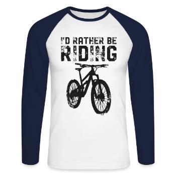 Enduro VTT VTT Équitation - T-shirt baseball manches longues Homme - blanc/marine - Devant - Nik (191cm)