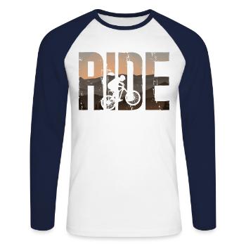 Enduro VTT VTT Équitation - T-shirt baseball manches longues Homme - blanc/marine - Devant - Nik (191cm)