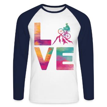 Drôle de vélo de route à vélo - T-shirt baseball manches longues Homme - blanc/marine - Devant - Nik (191cm)