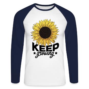 Keep Growing Flowers Gardener Botanical Gardener F - Unisex Baseballshirt langarm - Weiß/Navy - Vorne - Nik (191cm)