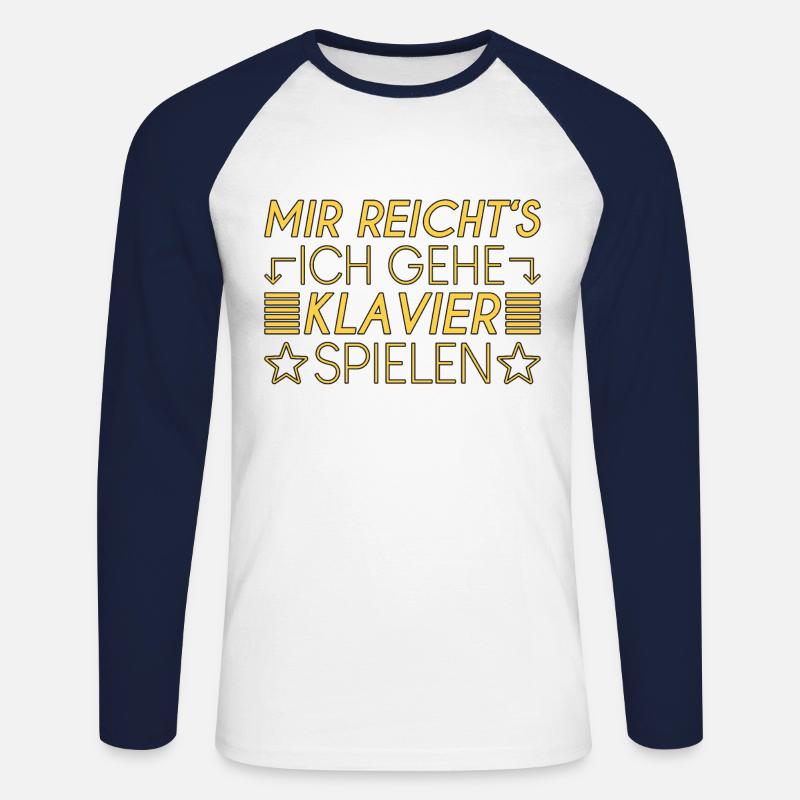 Klavier Spruch - Unisex Baseballshirt langarm - Weiß/Navy