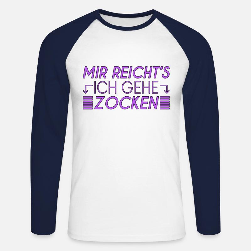 Zocken Spruch - Unisex Baseballshirt langarm - Weiß/Navy