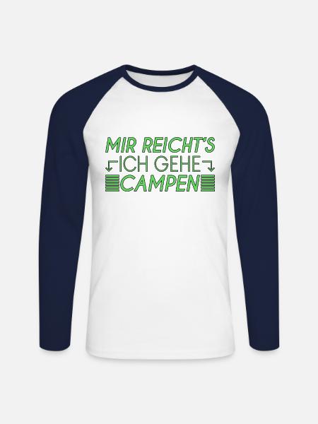 Camping Spruch - Unisex Baseballshirt langarm - Weiß/Navy
