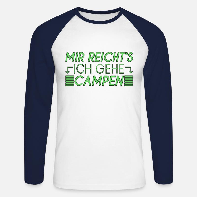 Camping Spruch - Unisex Baseballshirt langarm - Weiß/Navy